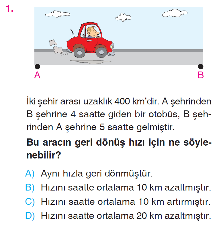 Doğal Sayılarla Bölme İşlemi Problemleri Testi