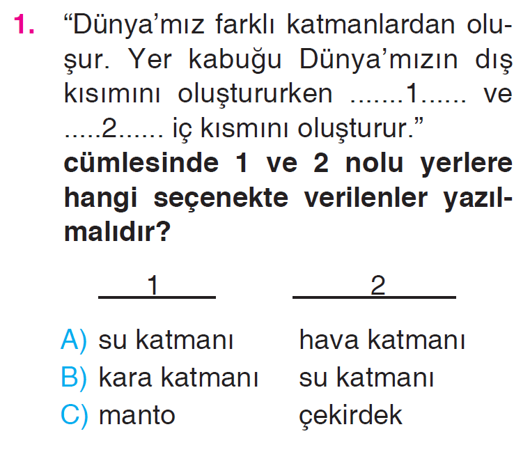 Gezegenimizi Tanıyalım Testi