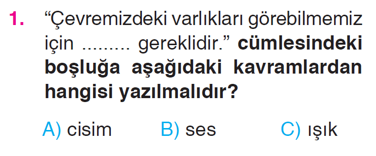 Çevremizdeki Işık ve Sesler - 1 Testi