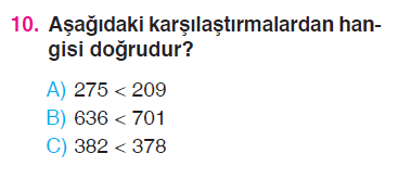 En Yakın Onluğa Yuvarlama - Doğal Sayıları Sıralama Testi