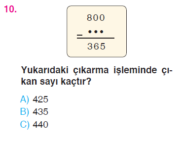 Doğal Sayılarla Çıkarma İşlemi Testi