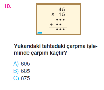 Doğal Sayılarla Çarpma İşlemi Testi
