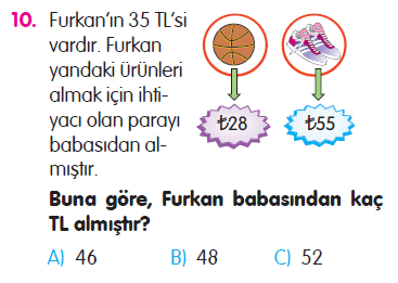 Doğal Sayılarla Toplama İşlemi Problemleri Testi