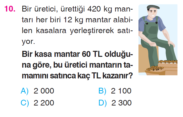 Doğal Sayılarla Bölme İşlemi Problemleri Testi