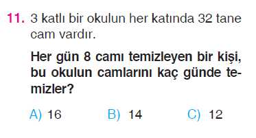 Doğal Sayılarla Bölme İşlemi Problemleri Testi