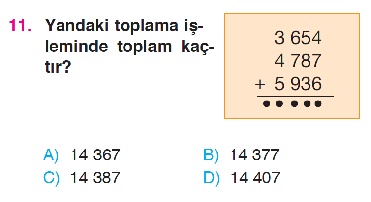 Doğal Sayılarla Toplama İşlemi Testi