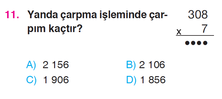 Doğal Sayılarla Çarpma İşlemi Testi