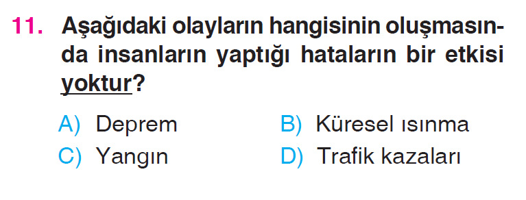 İnsanlar, Yerler ve Çevreler - 4 Testi