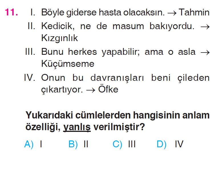 Cümlede Anlam - 2 Testi