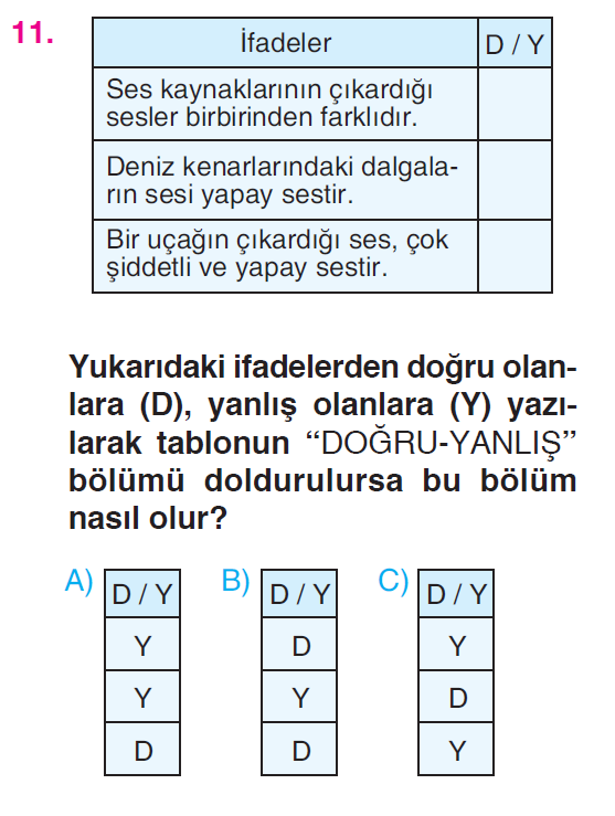 Çevremizdeki Işık ve Sesler - 3 Testi