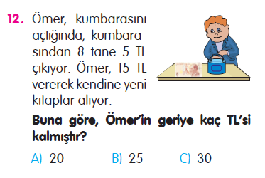 Doğal Sayılarla Çarpma İşlemi Problemleri Testi