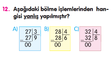 Doğal Sayılarla Bölme İşlemi Testi