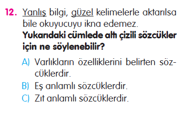 Paragraf - İsimler - Sözcükte Anlam - Yazım Kuralları Testi