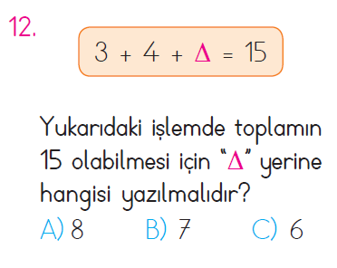 Doğal Sayılarda Toplama İşlemi - 1 Testi