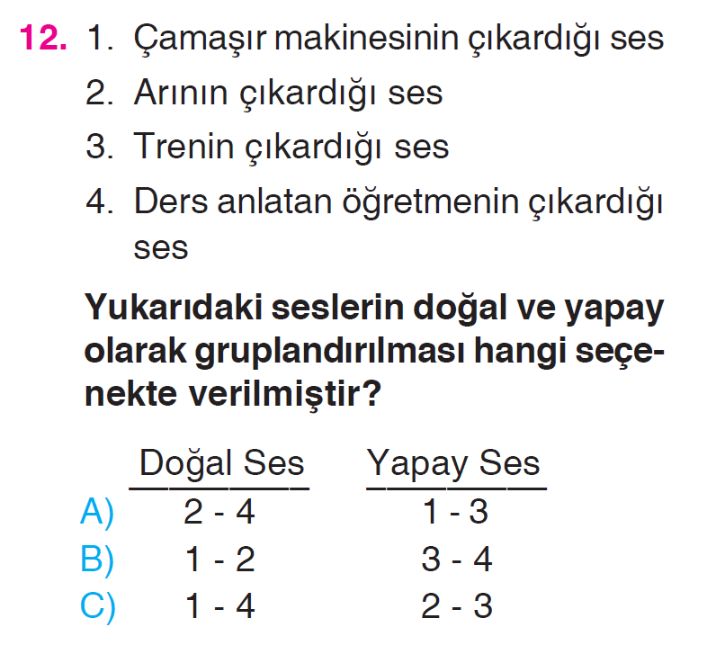 Çevremizdeki Işık ve Sesler - 3 Testi