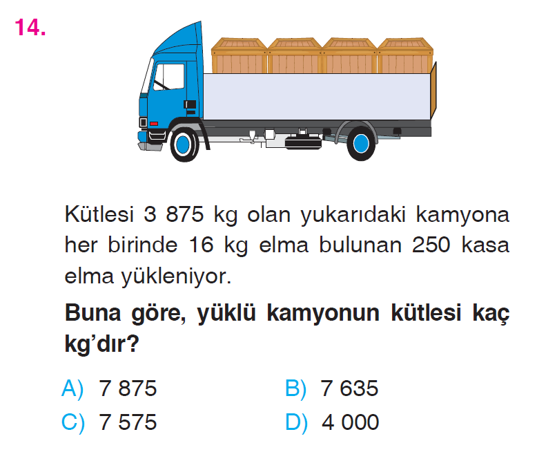 Doğal Sayılarla Çarpma İşlemi Problemleri Testi