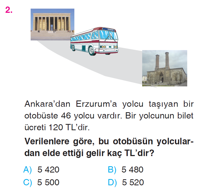 Doğal Sayılarla Çarpma İşlemi Problemleri Testi