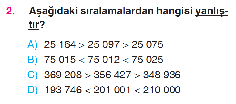 Doğal Sayılar - 2 Testi