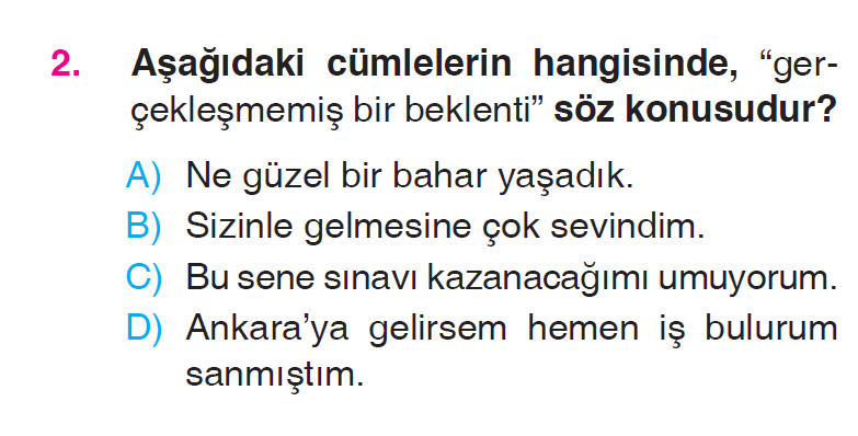 Cümlede Anlam - 2 Testi
