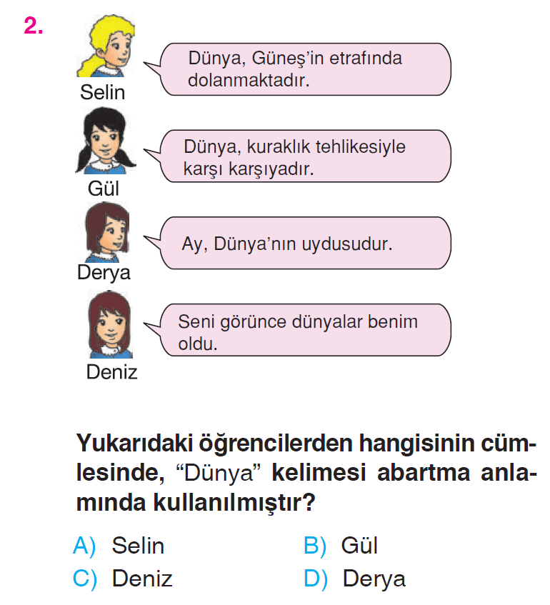Cümlede Anlam - 1 Testi