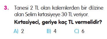 Doğal Sayılarla Çarpma İşlemi Problemleri Testi