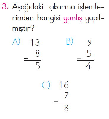 Doğal Sayılarda Çıkarma İşlemi Testi