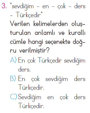Anlama - Kurallı ve Anlamlı Cümle - Kelime Testi