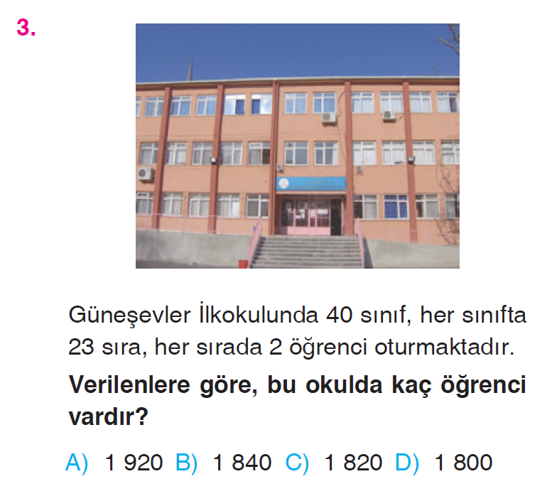 Doğal Sayılarla Çarpma İşlemi Problemleri Testi