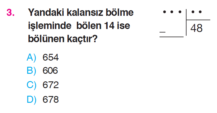 Doğal Sayılarla Bölme İşlemi Testi
