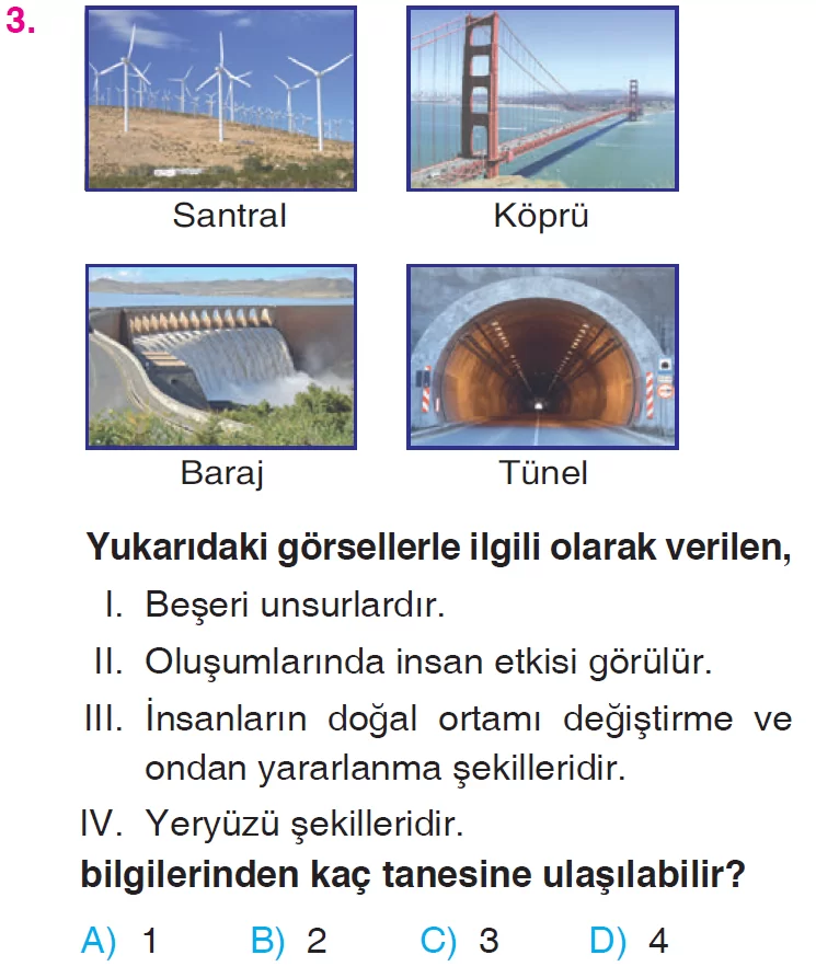 İnsanlar, Yerler ve Çevreler - 3 Testi