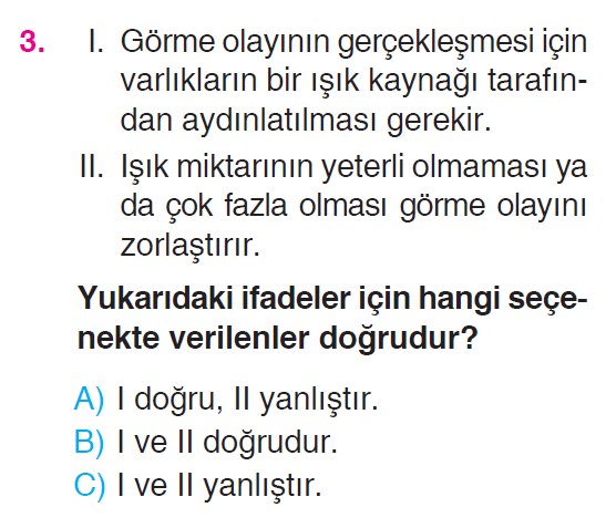 Çevremizdeki Işık ve Sesler - 1 Testi