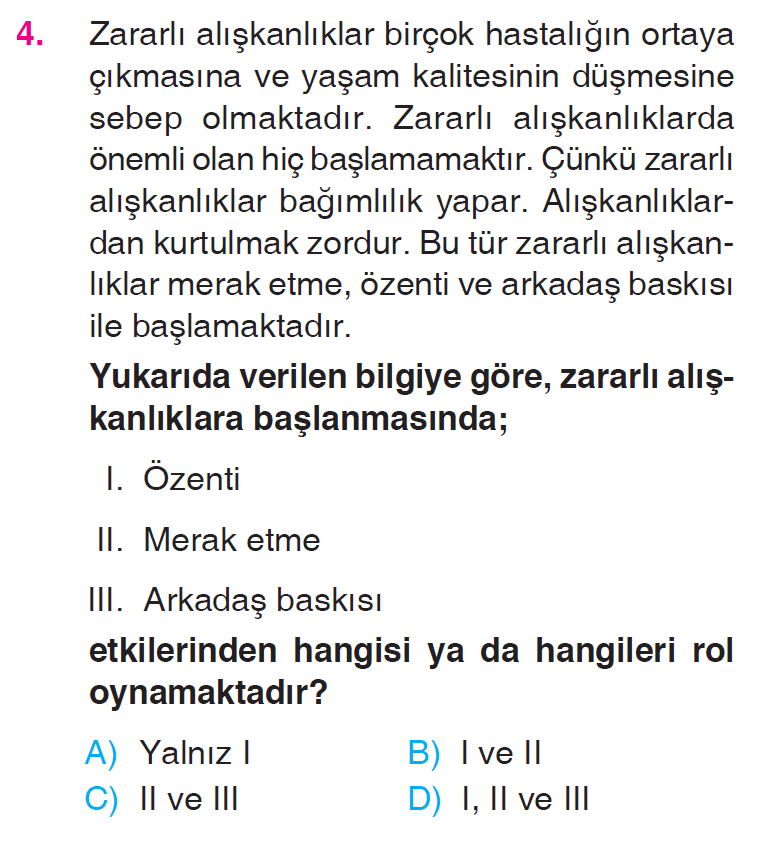 Besinlerimiz - 3 Testi