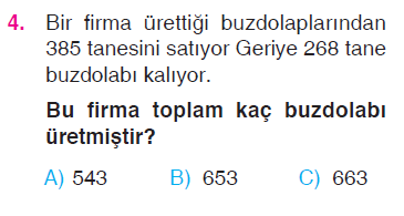 Toplama İşlemi Problemleri Testi