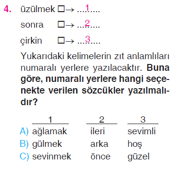 Paragrafta Anlam - Eş Anlam - Zıt Anlam - Cümle - İsimler Testi