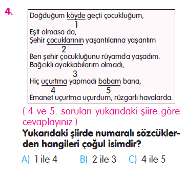 Yazım Kuralları - Noktalama İşaretleri - Sözcükte Anlam - İsimler Testi