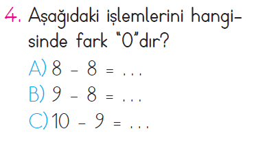 Doğal Sayılarda Çıkarma İşlemi Testi