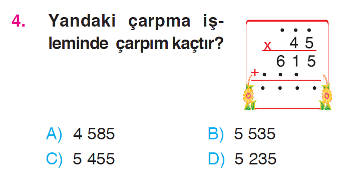 Doğal Sayılarla Çarpma İşlemi Testi
