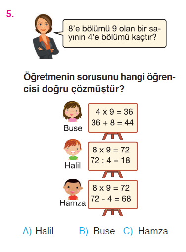 Doğal Sayılarla Bölme İşlemi Problemleri Testi
