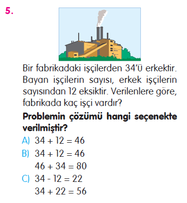 Doğal Sayılarla Çıkarma İşlemi Problemleri Testi