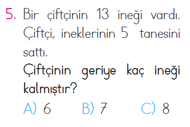 Çıkarma İşlemi Problemleri - 2 Testi