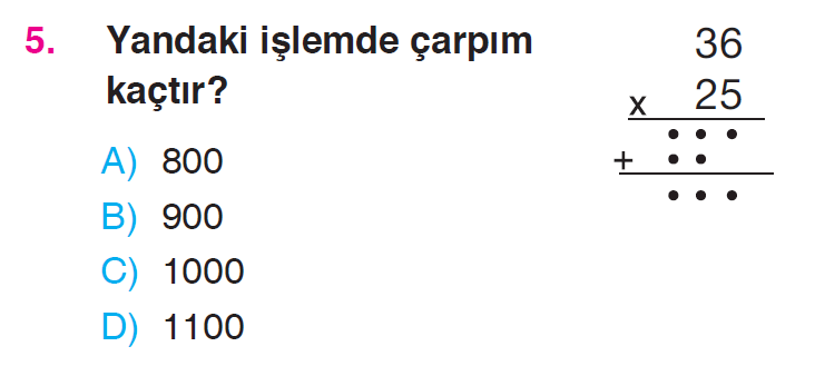 Doğal Sayılarla Çarpma İşlemi Testi