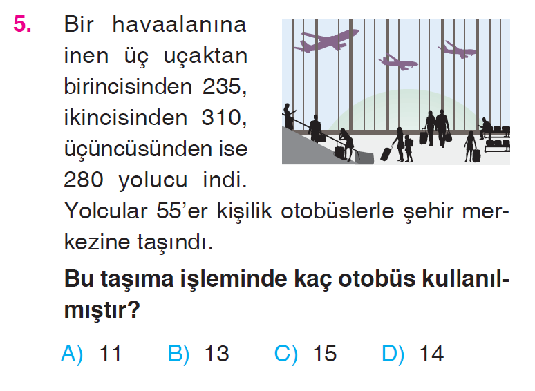 Doğal Sayılarla Bölme İşlemi Problemleri Testi