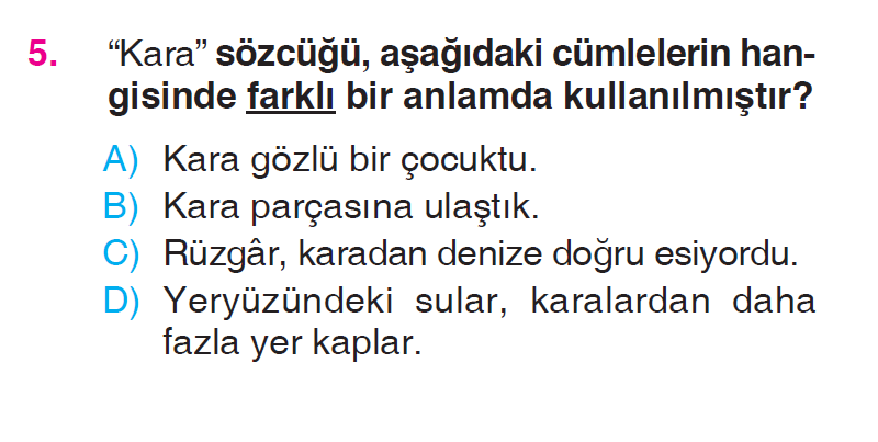 Sözcükte Anlam (Zıt Anlam – Eş Anlam) - 2 Testi