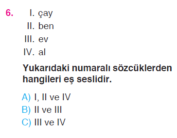 Paragrafta Anlam - Şiir Yorumlama - Eş Sesli Sözcükler Testi