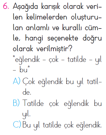 Anlama - Kurallı ve Anlamlı Cümle - Kelime Testi