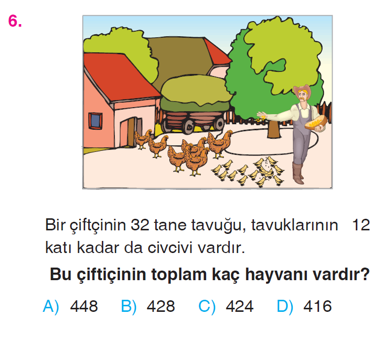Doğal Sayılarla Çarpma İşlemi Problemleri Testi