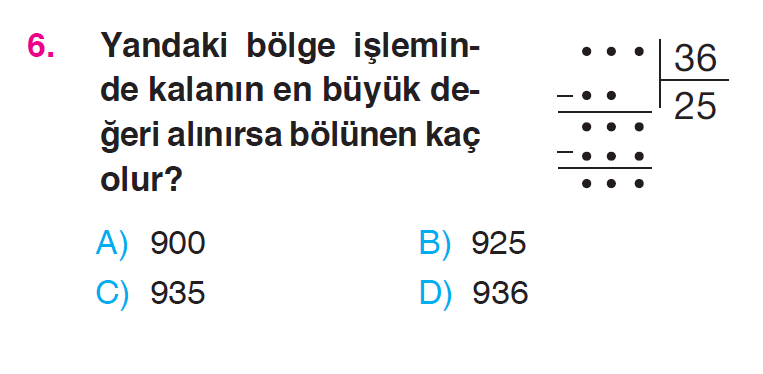 Doğal Sayılarla Bölme İşlemi Testi