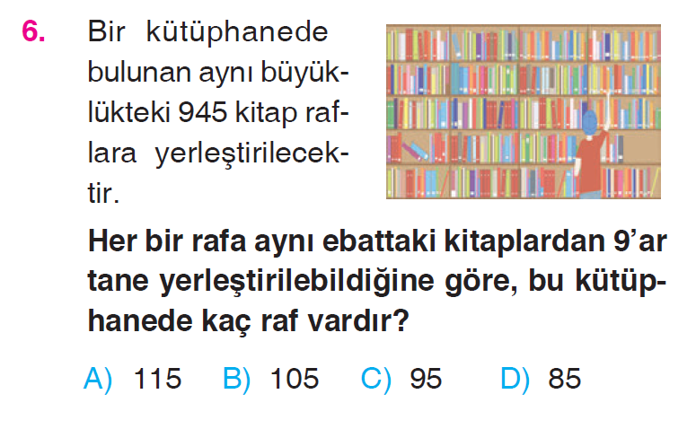 Doğal Sayılarla Bölme İşlemi Problemleri Testi