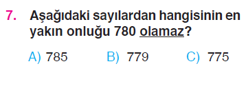 En Yakın Onluğa Yuvarlama - Doğal Sayıları Sıralama Testi