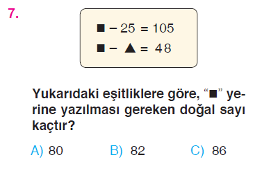 Doğal Sayılarla Çıkarma İşlemi Testi
